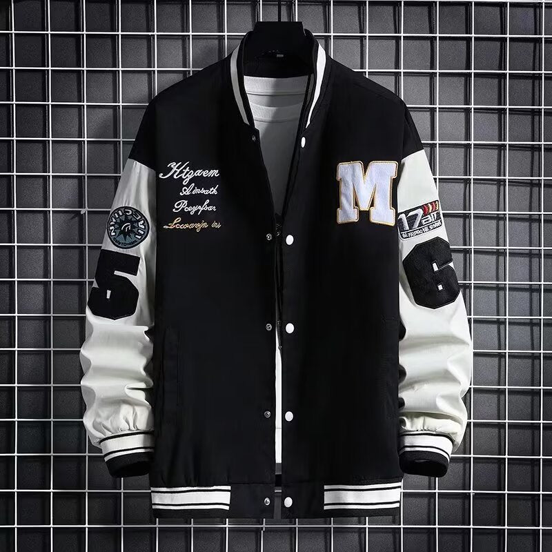 Veste de baseball homme Mode Casual Lettre Numéro Imprimer Bouton-down Tops Streetwear Cloth