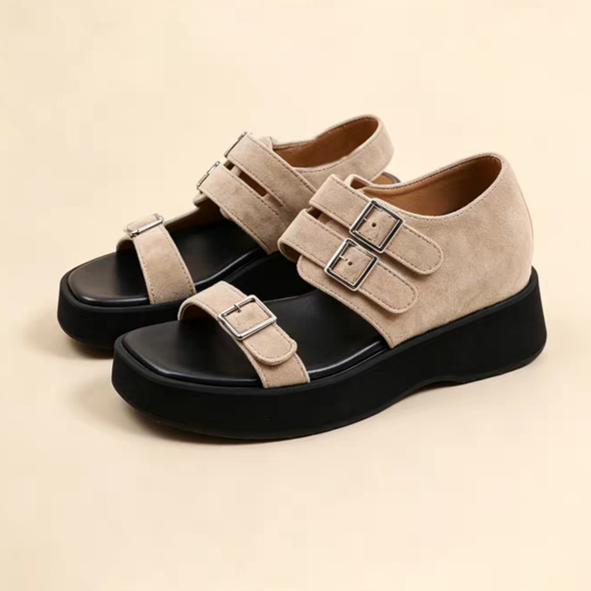 Femmes Y2K Casual Multi Metal Buckle plate-forme Sandales de bord