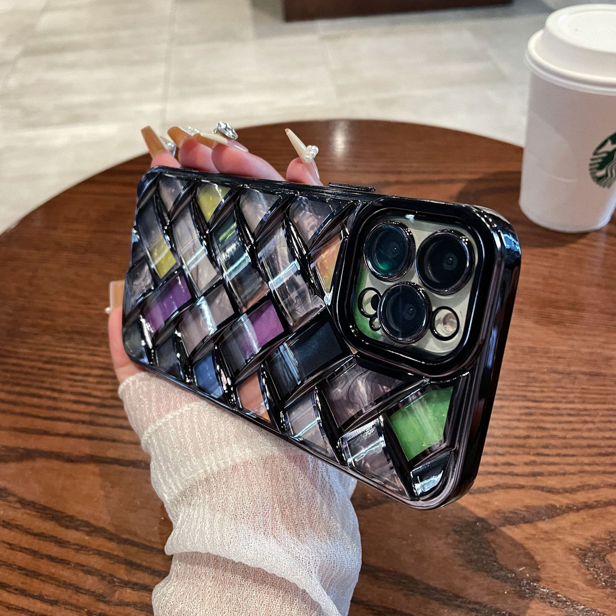 Boîtier de téléphone tissé électroplaqué couleur Shell