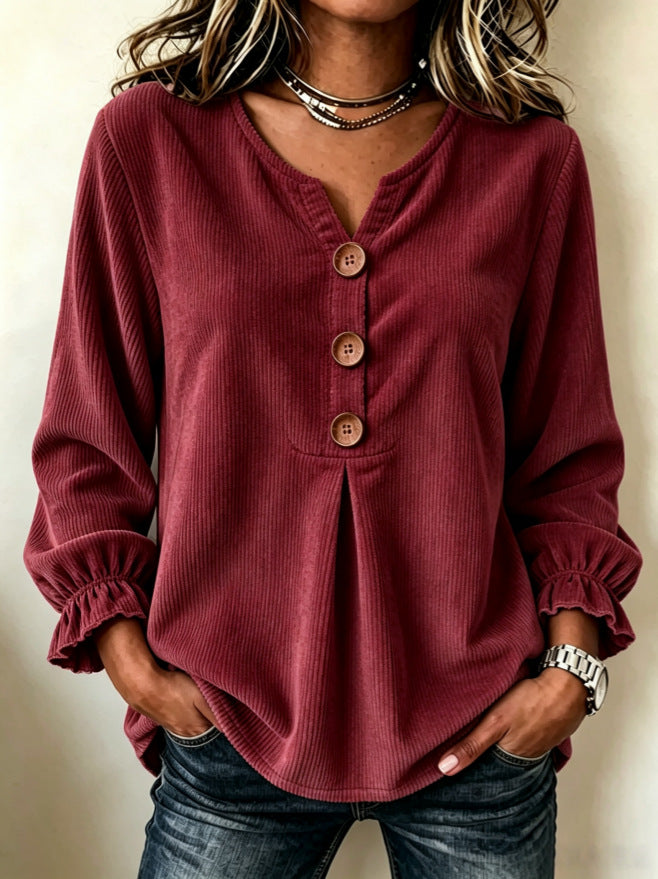 Blouse Corduroy à manches longues pour femmes