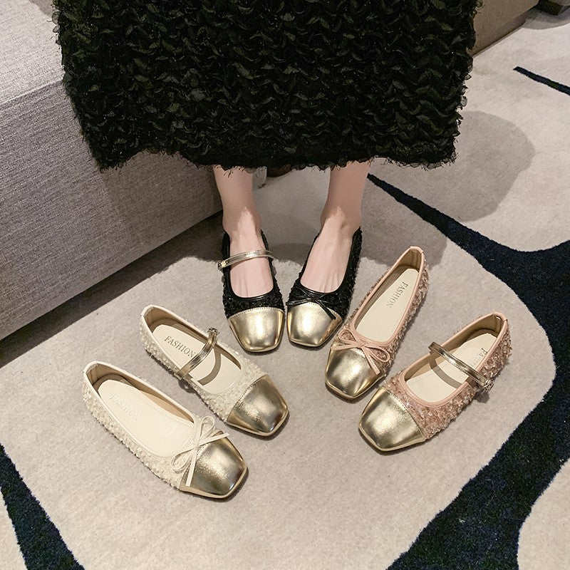 Femmes Élégante paillette paillette Mary Jane Flat Shoes Matching Casual Daily