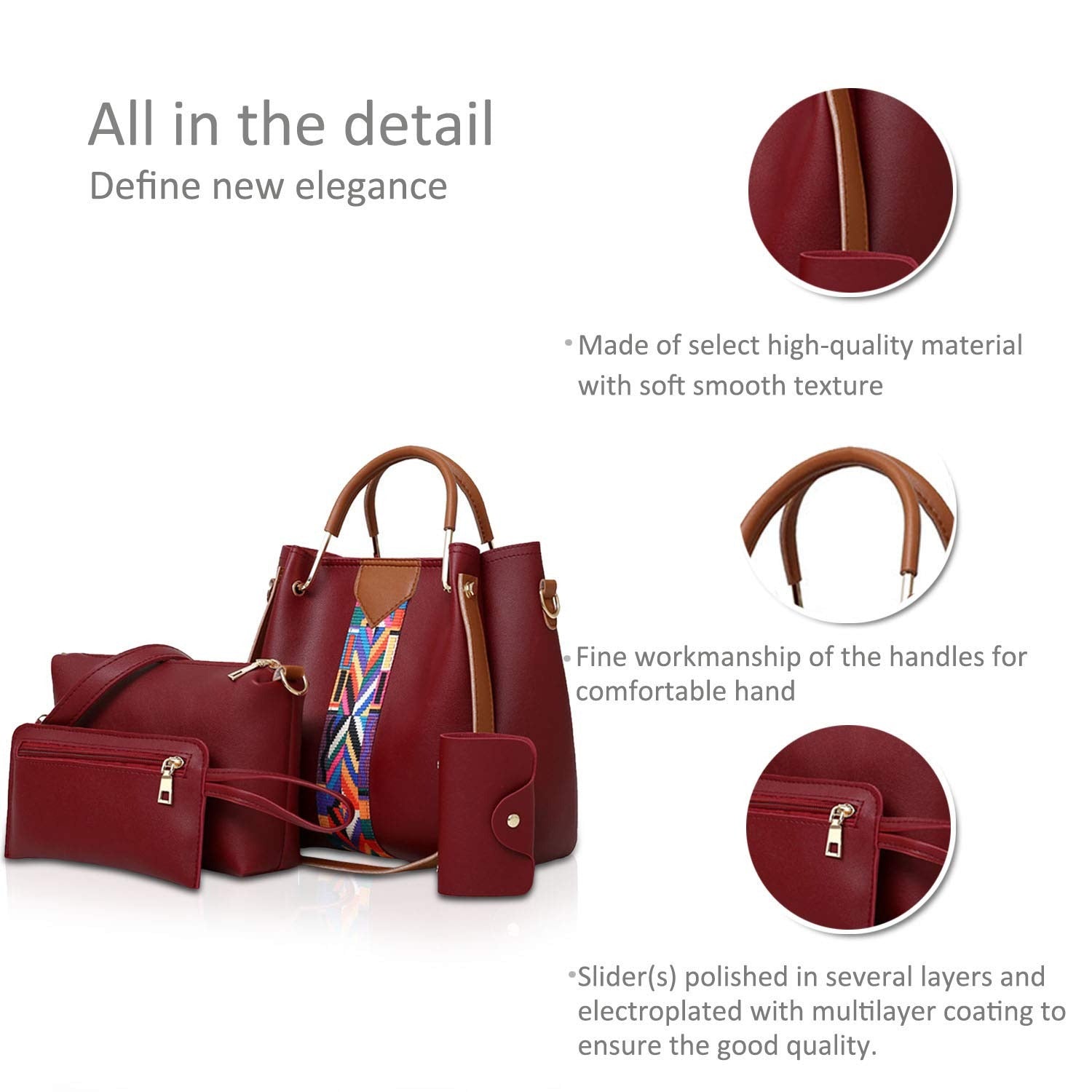 Sacs à main pour femmes Sacs à épaules Sacs à main de 4 pcs Sacs à main pour dames Sacs pour le corps supérieur