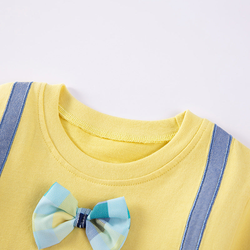 T-shirt en coton brodé mignon à manches courtes pour enfants