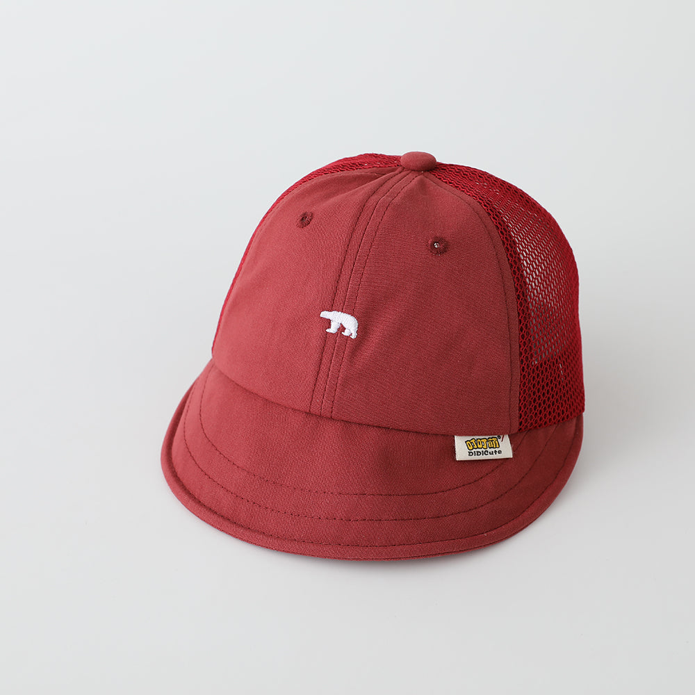 Casquette de baseball brodée en maille simple d'ours pour enfants - Mignon et style frais Baby Breathabl
