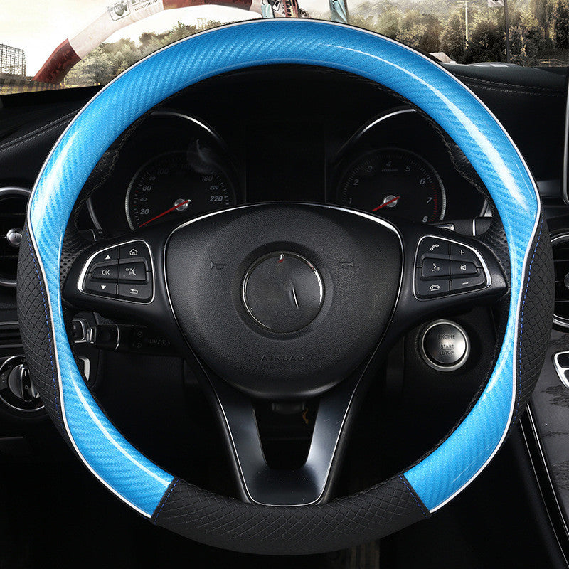 Couverture de volant de voiture Manche ronde Couverture fibre de carbone Texture