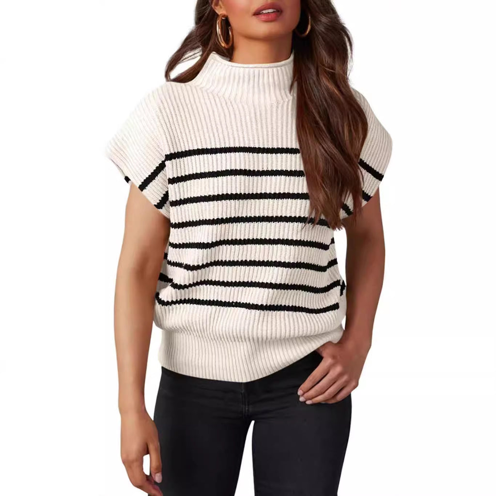 Casquette de sweater pour femmes européennes et américaines d'Amazone Manches Petit col tortueux TEUM Perdre la côte Kn