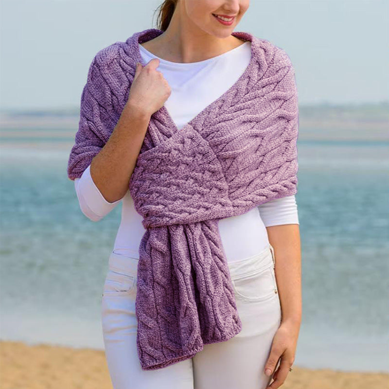 Fashionable femmes tricoté écharpe de châle