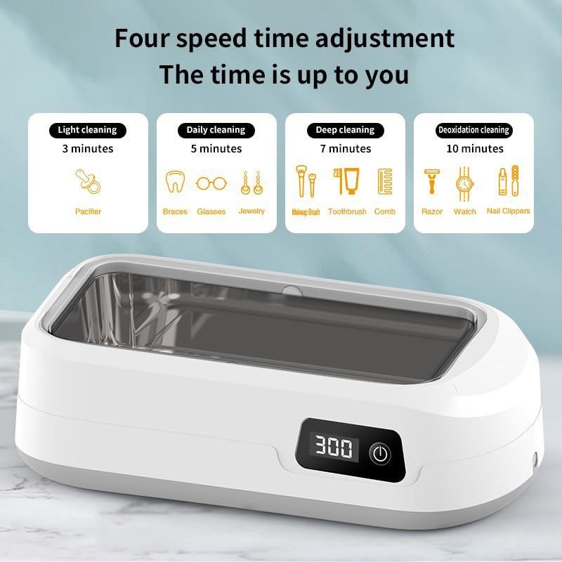 Small household ultrasonic cleaner for glasses and dentures