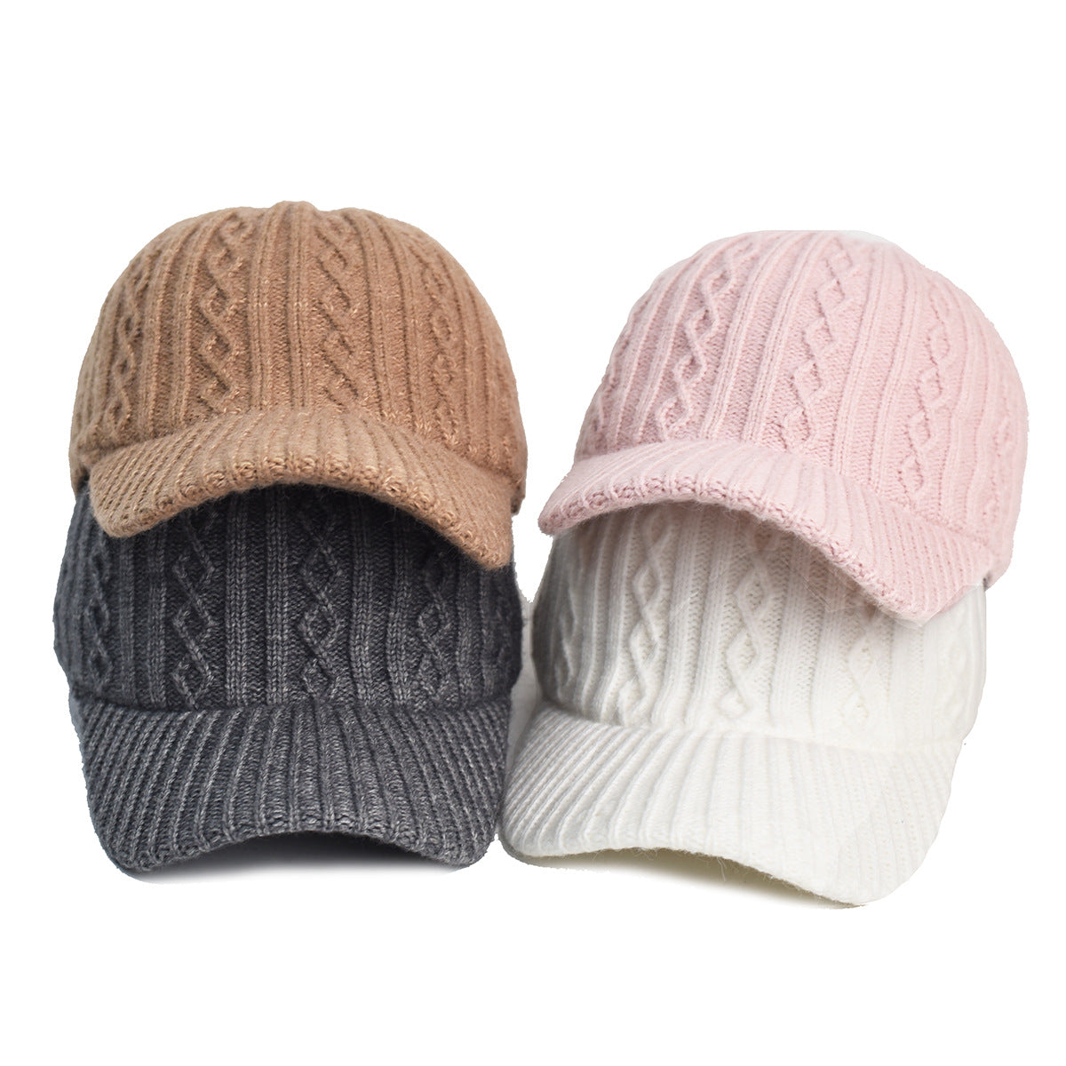 Knitting Laine Cap de baseball Coréen chaud de couleur solide plaque de lumière Peaked Cap