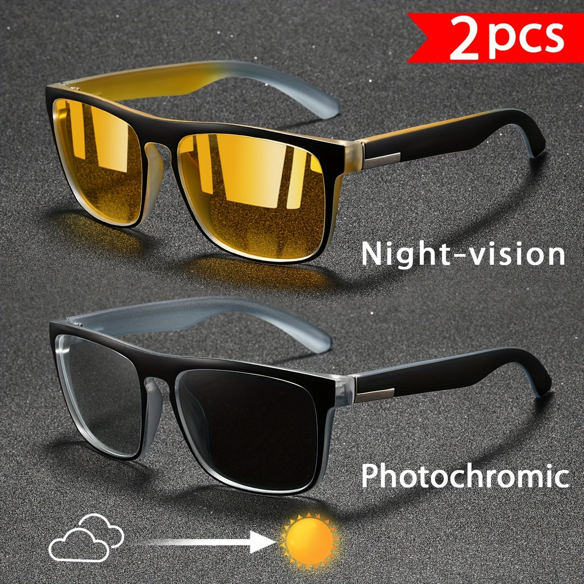 Ensemble de Lunettes de soleil 2 PCS Hommes