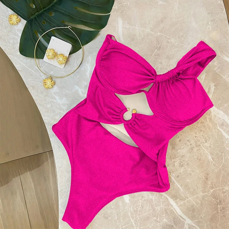 Maillot de bain étanche à une épaule avec design push-up et coupe