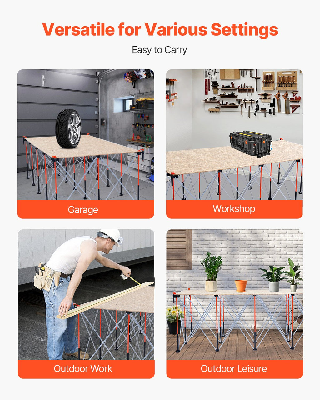 Support de travail pliable portatif 8.05 X 4.13ft Support de travail collapsible 6000lbs Capacité