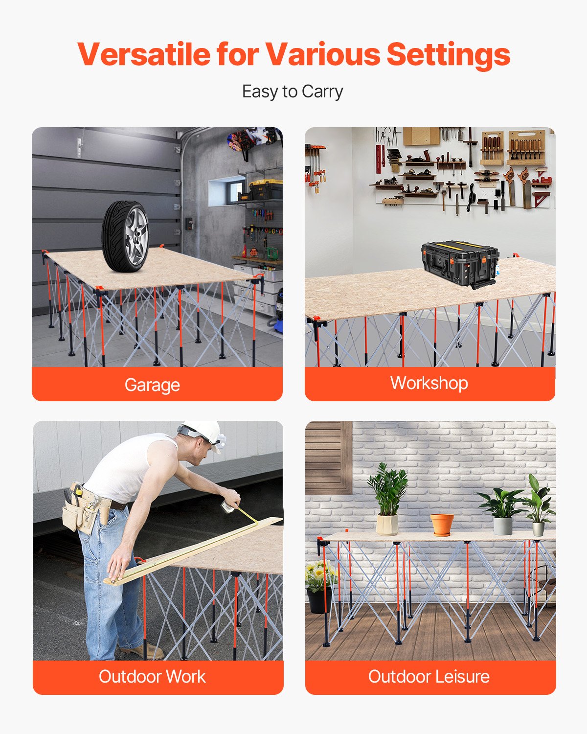 Support de travail pliable portatif 8.05 X 4.13ft Support de travail collapsible 6000lbs Capacité