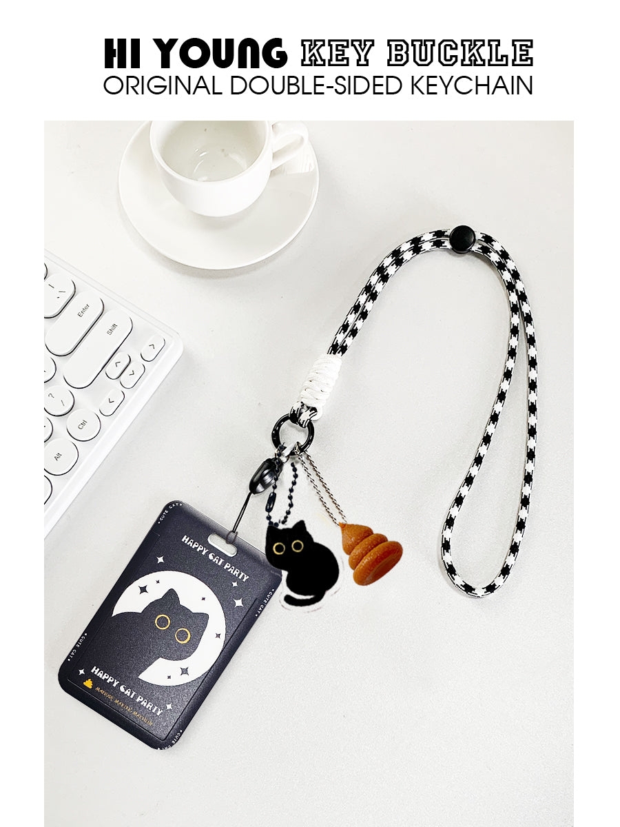 Original Cute Little Black Cat Card Holder Portable Bus Subway Canteen Student ID
