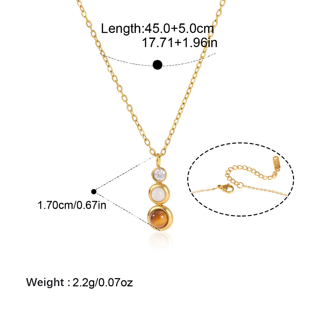 Collier en acier inoxydable Tiger's Eye Titanium Steel pour femmes