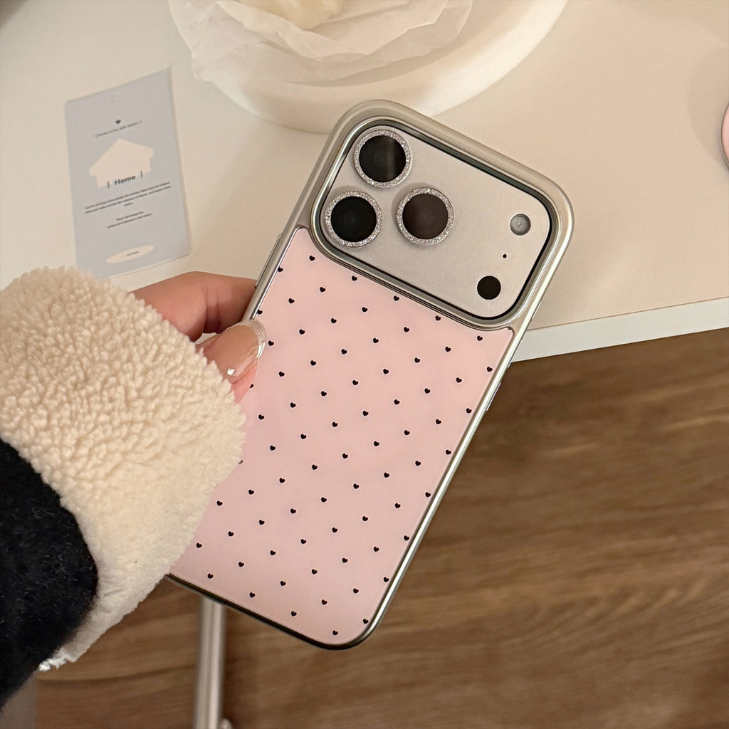 Magnetic Suction Bracket Phone Case Girls Heart-Shaped Electroplating