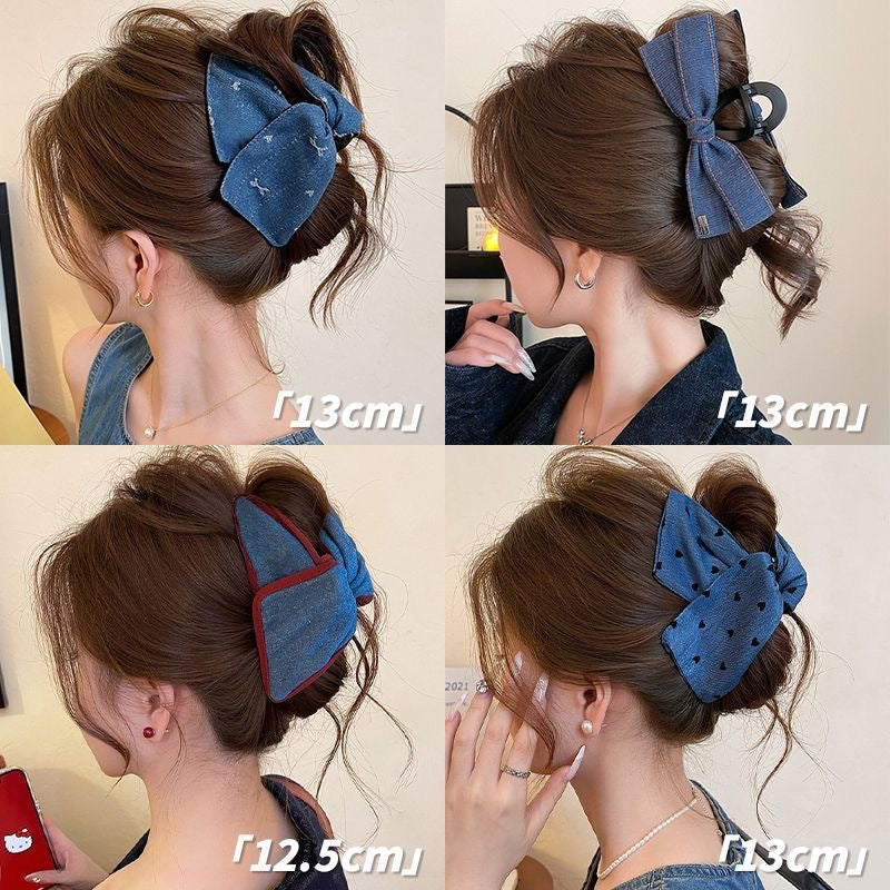 Love Denim Bow Triangle Grip Sense of atmosphere