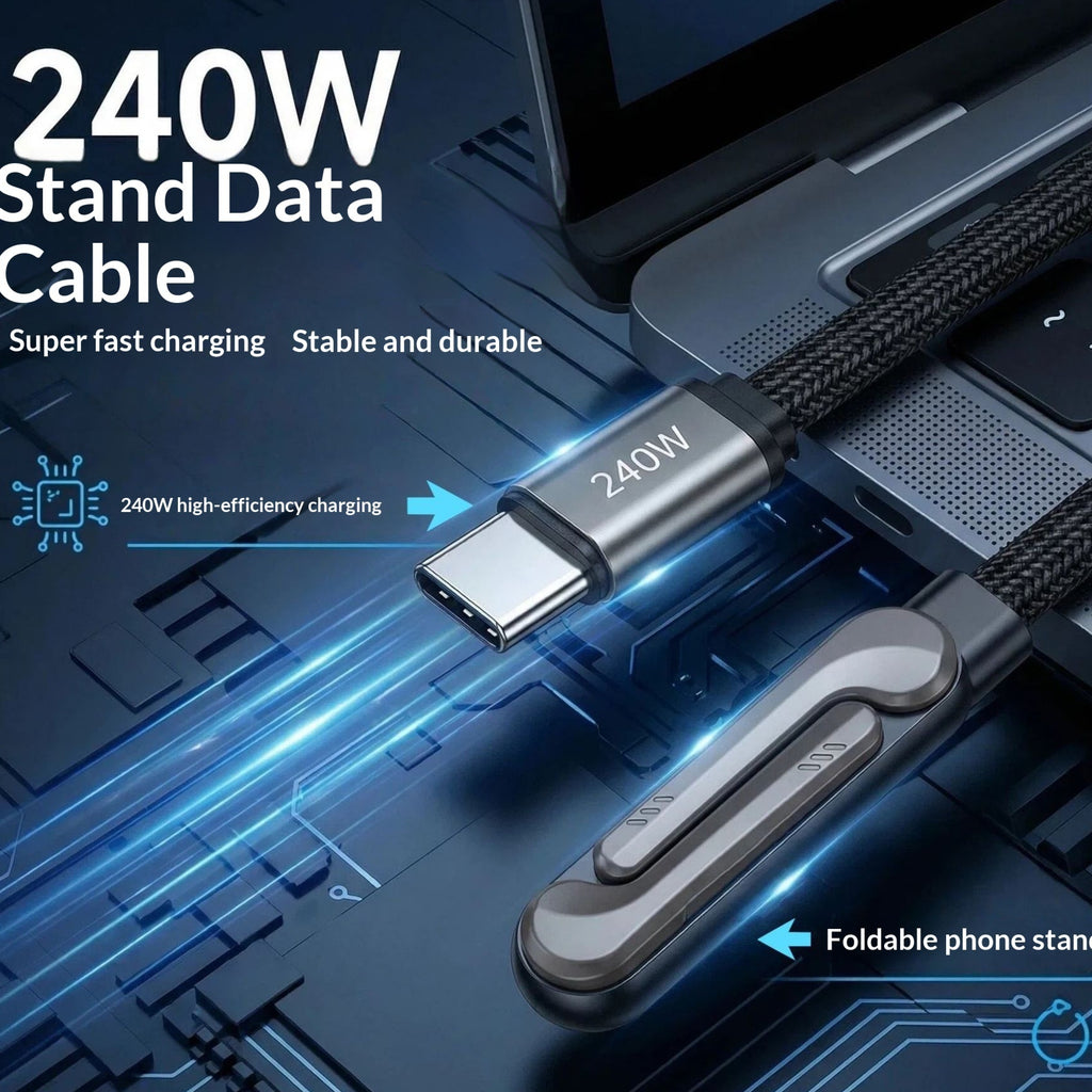 Câble de données pliable 240W avec support de charge ultra rapide