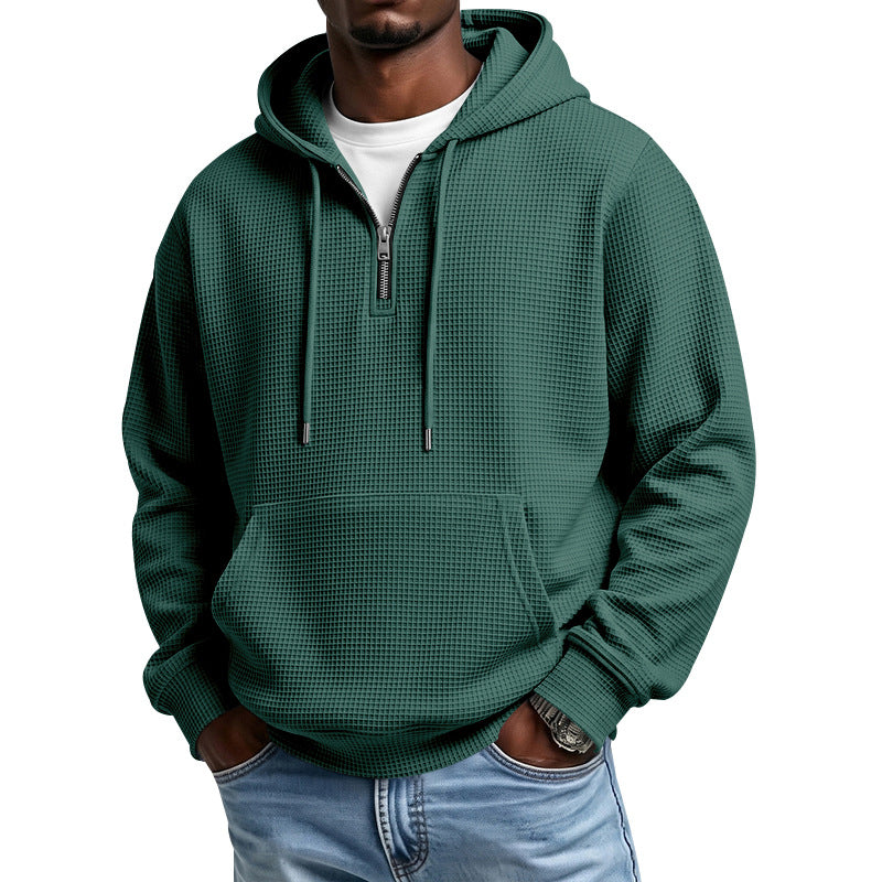 Hommes Waffle-weave demi-zip Hoodie