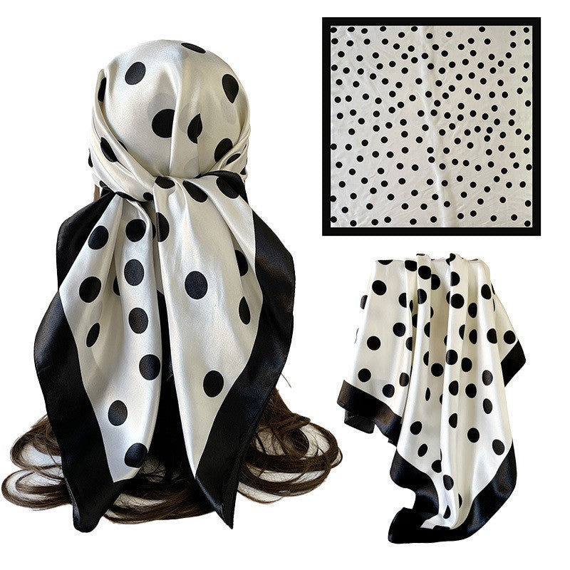 Polka-dot Imprimer Headscarf Femmes Faux Écharpe en soie