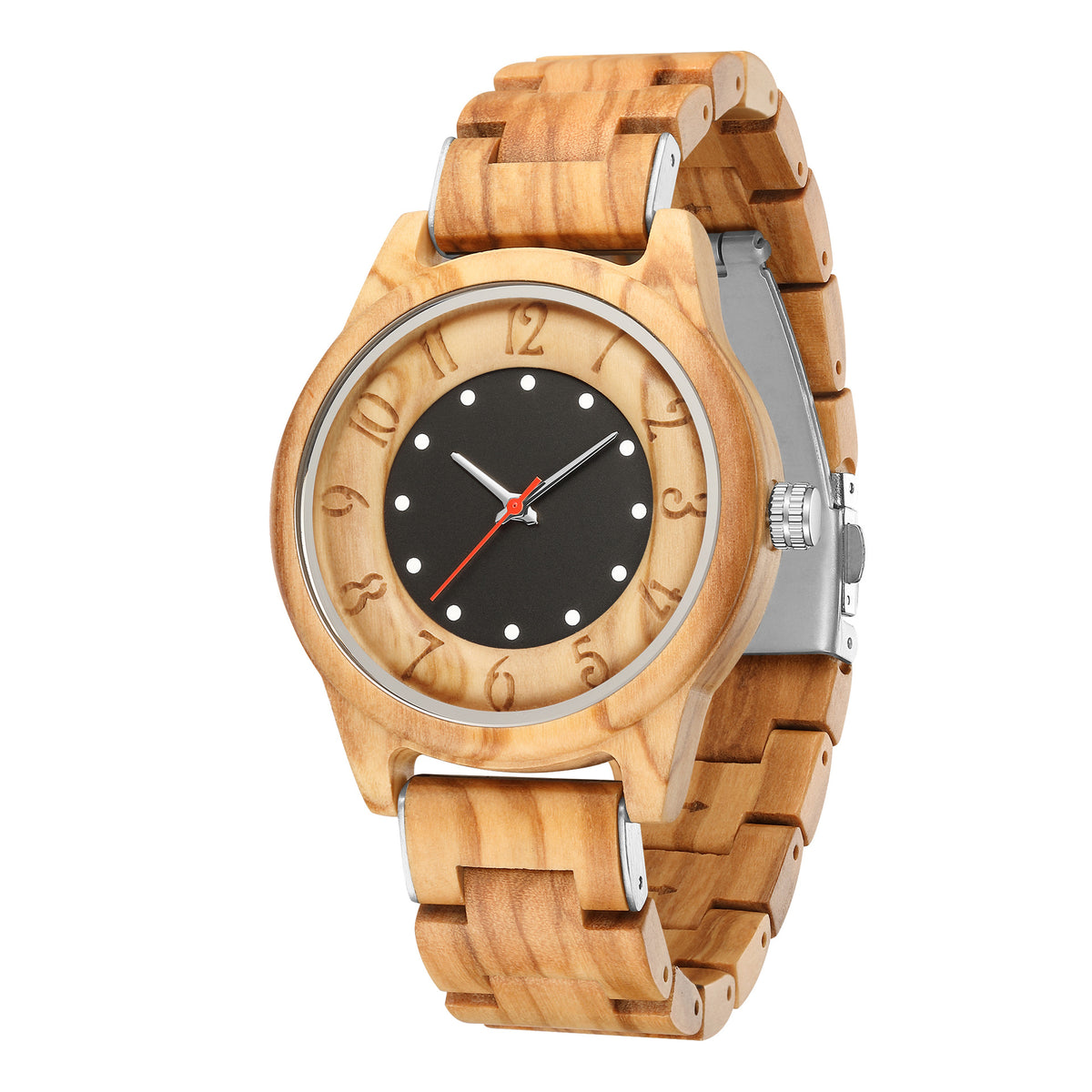 Montre Quartz mode en bois d'une pièce