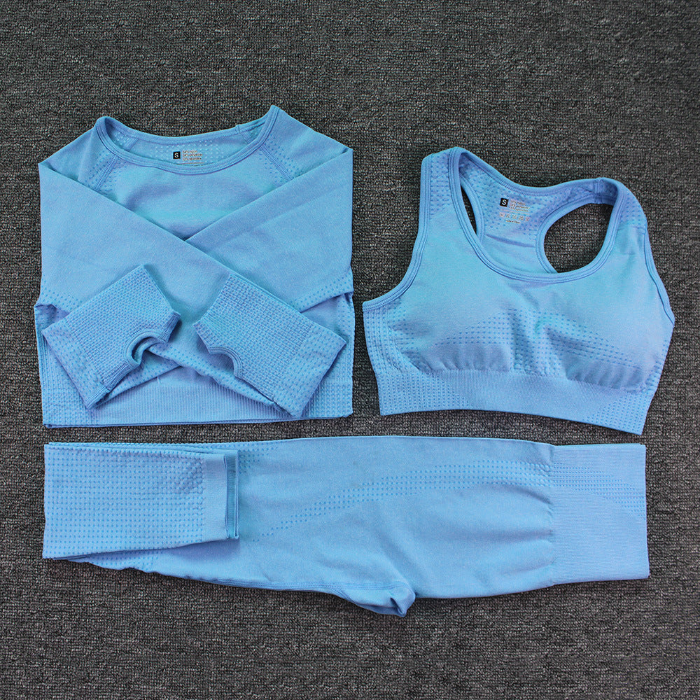 Top à manches longues et pantalons de soutien-gorge en trois pièces