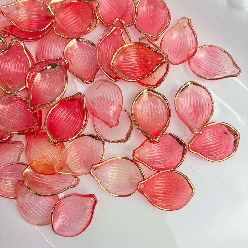Charms de feuille en acrylique translucide à deux tons