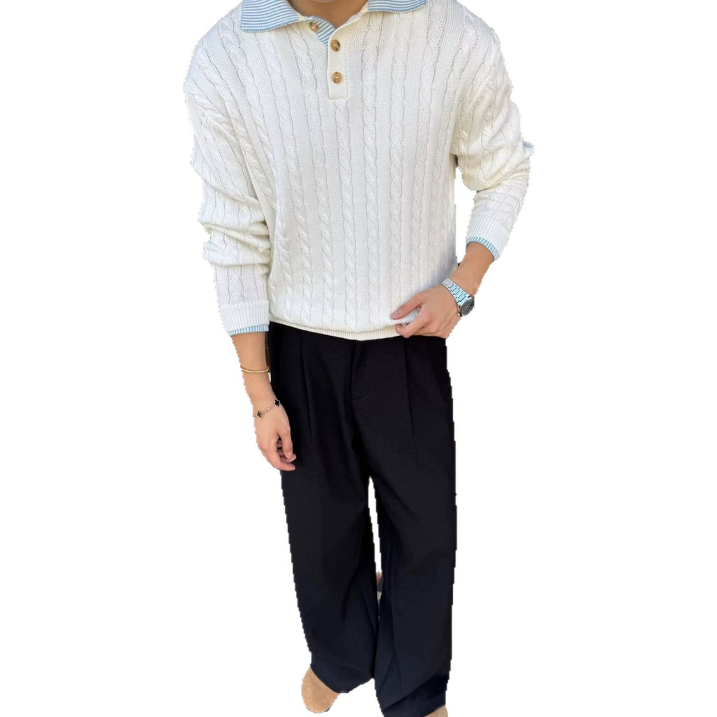 Retro Patchwork Couleur-Block haut de gamme de câble-collage pour les hommes