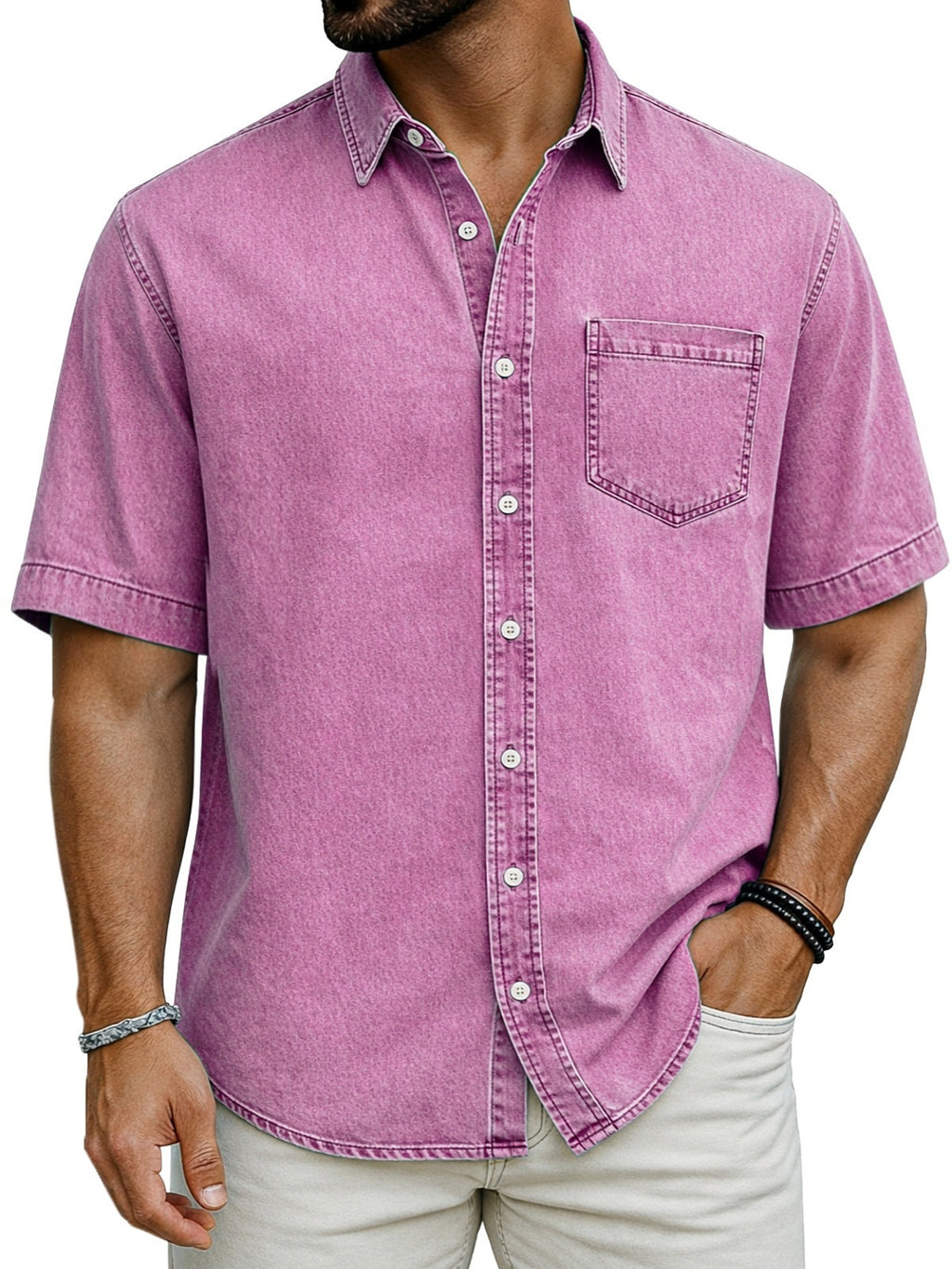 Chemise casual homme manches courtes