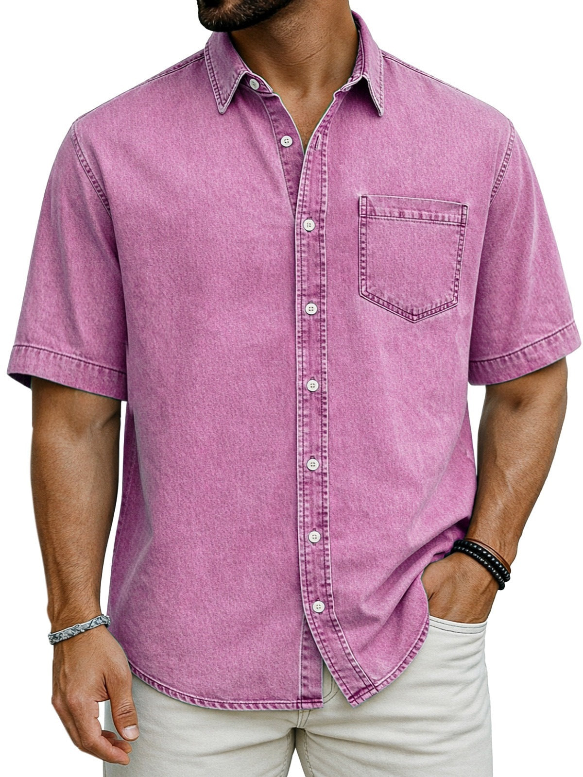 Chemise casual homme manches courtes