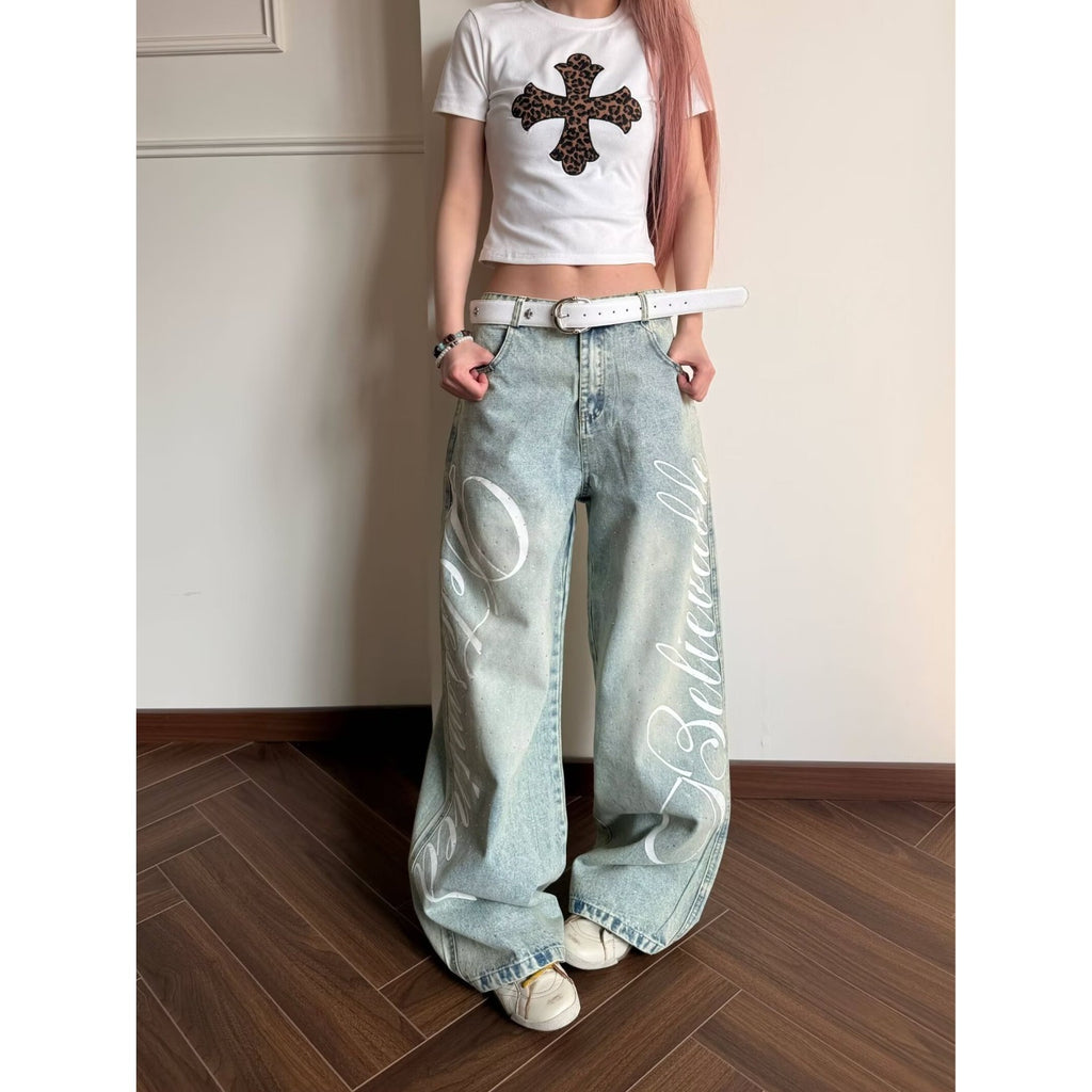 Letter-print Denim Jeans for Men