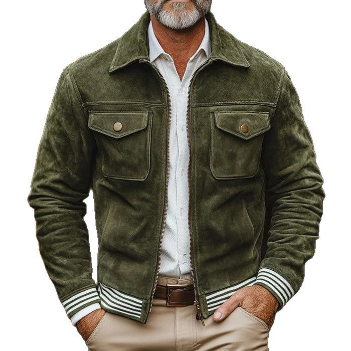 Veste Retro Suede pour hommes d'Europe et des États-Unis