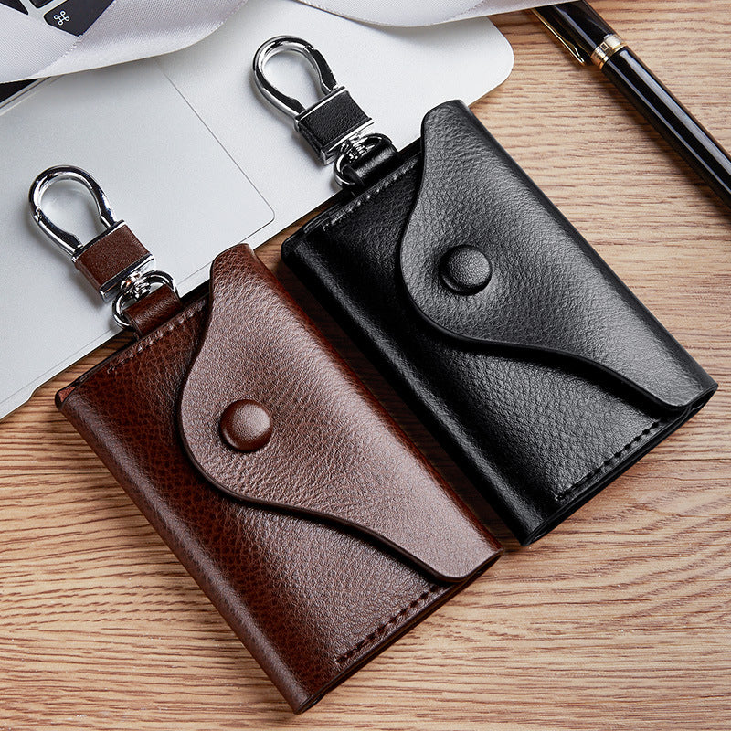 Hommes Multi-fonctionnel haute qualité en cuir véritable Porte-clés de carte de grande capacité Stor