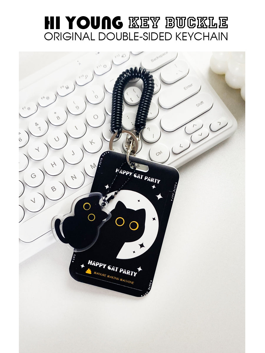Original Cute Little Black Cat Card Holder Portable Bus Subway Canteen Student ID
