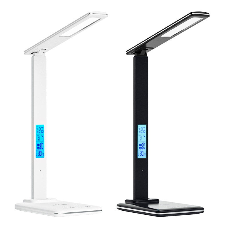 Tableau d'étude LED visage avec calendrier horloge sans fil chargeur lampe de table
