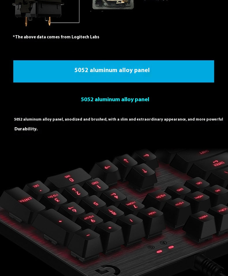 G413 Gaming électronique sport mécanique clavier bureau rétroéclairage 104 clé métal panneau