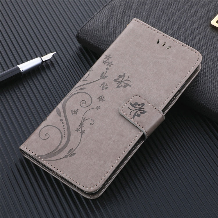Étui de protection en cuir embossé papillon Étui de téléphone de couverture