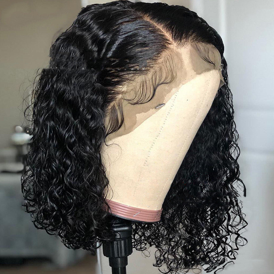 Front européen et américain Perruque moyenne noire africaine petite bouclée courte cheveux bouclés
