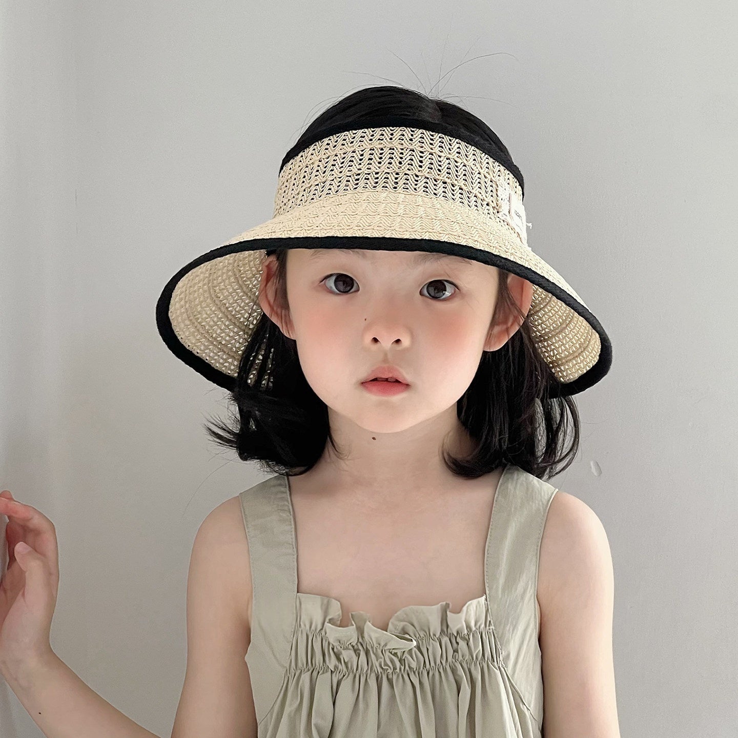 Kids Brimless Straw Hat Femmes Summer Korean Style Wide Brim Fashionable