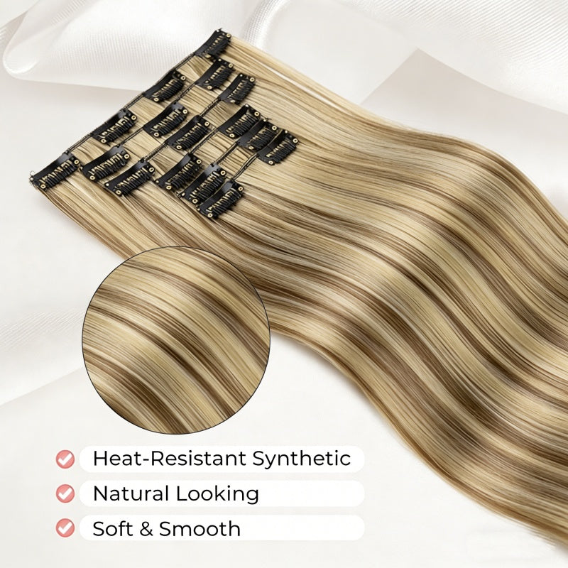 Coiffure résistante à la chaleur Cool Brown avecBlonde Faits saillants pour les femmes Durable Easyto Use Ver