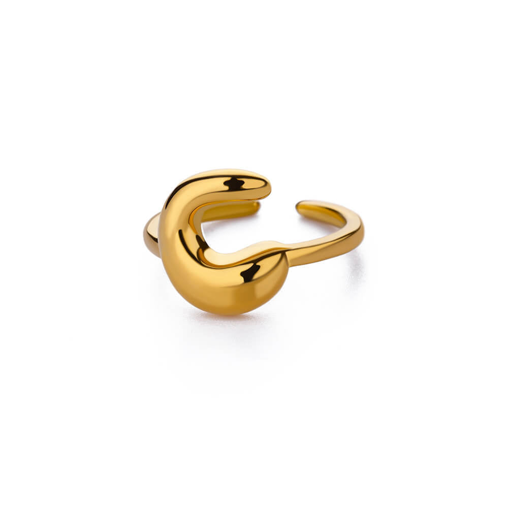Cute Bubble Letters Anneau en or plaqué or 18K