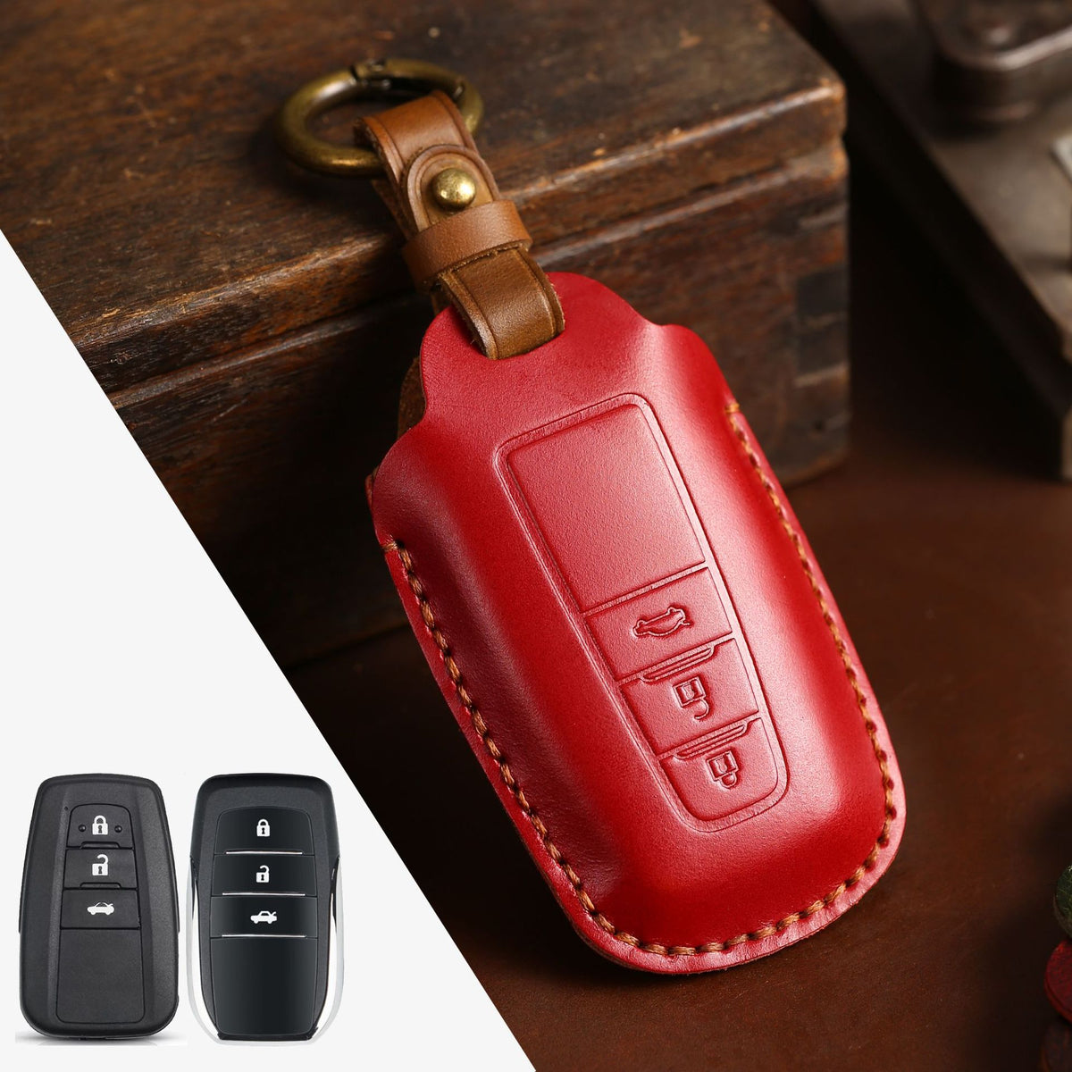 Crazy Horse Leather Car Key Case