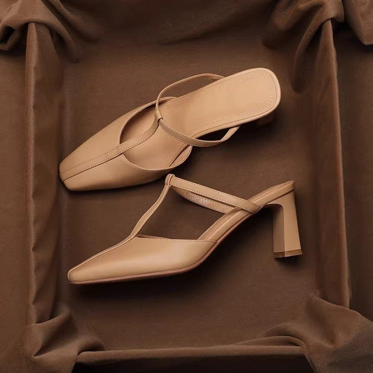 Sandales d'été en T-Strap pour talons carrés vintage