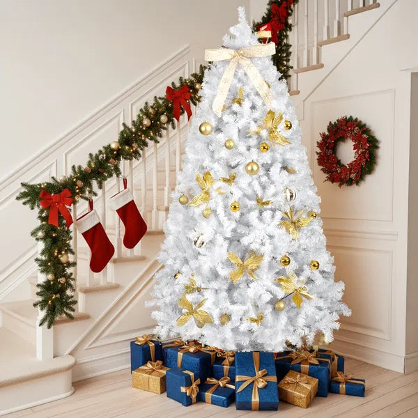7.5 FT Arbre de Noël artificiel avec bricolage 400 lumières LED blanches chaudes