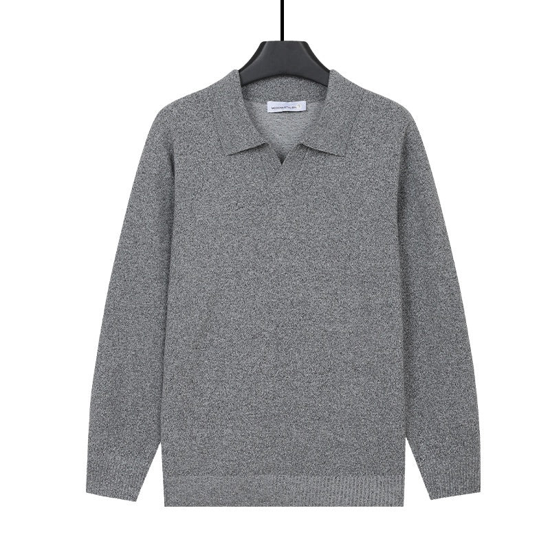 Pull à manches longues chaud à col V pour hommes