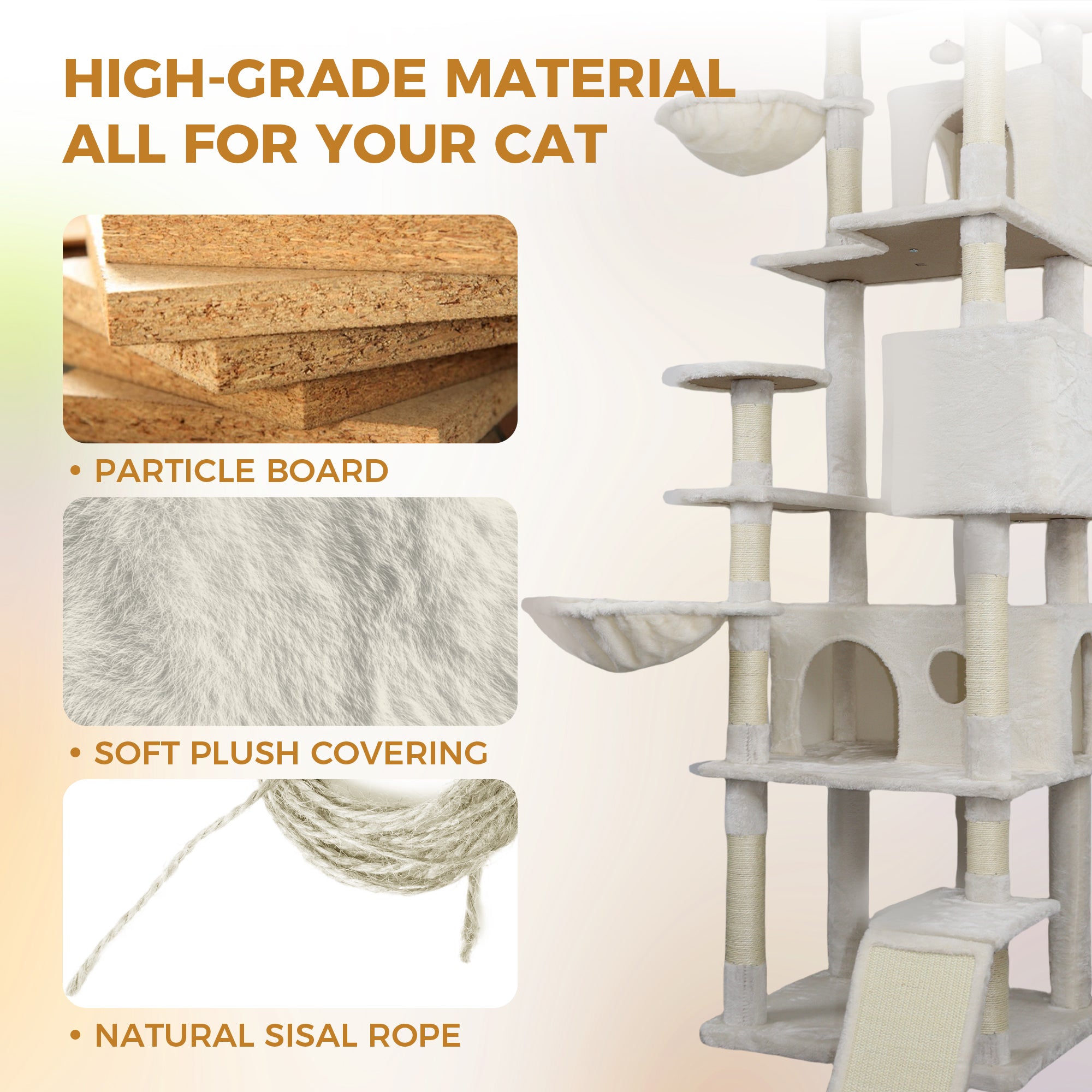84 dans la tour Beige chat arbre avec grand condo sisal grattement post grand hamac et plateau supérieur