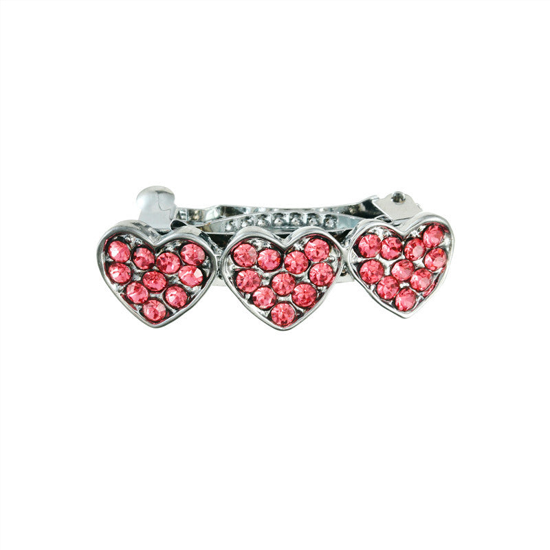 Barrettes de coeur en alliage de Strass Peach