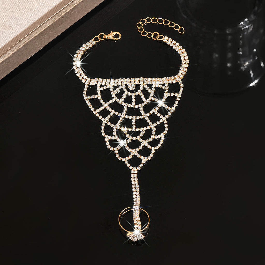 Femme Eventail Hollow CZ Slave Chaîne à main bracelet