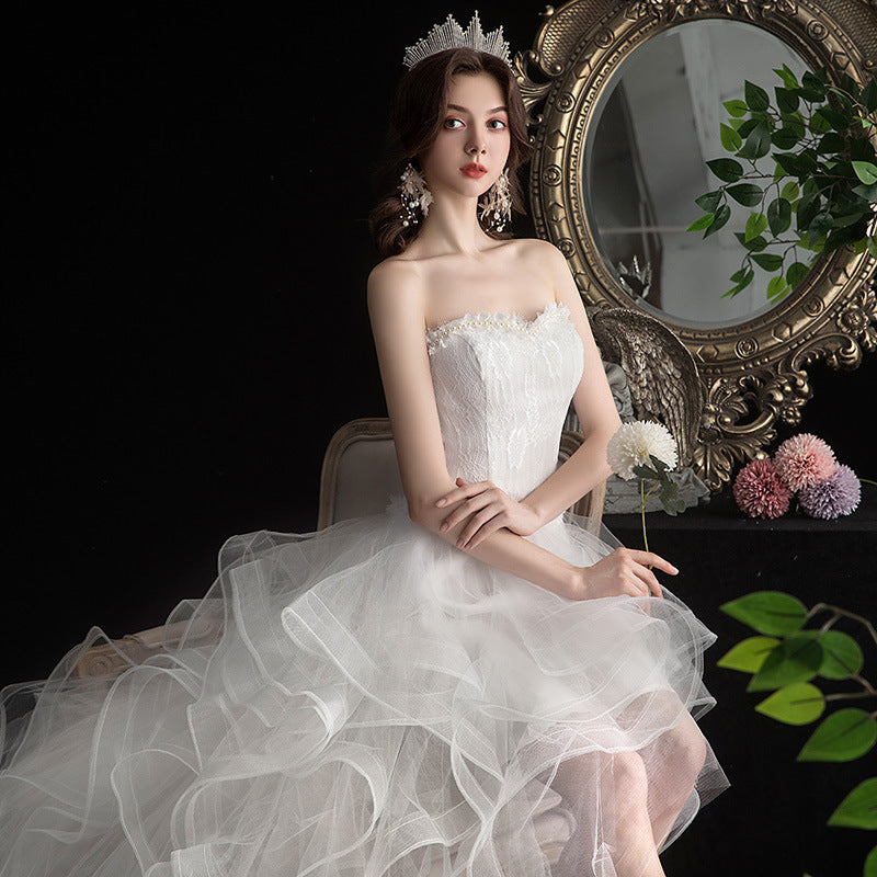 Court Avant et Longueur du dos Petite robe de mariée