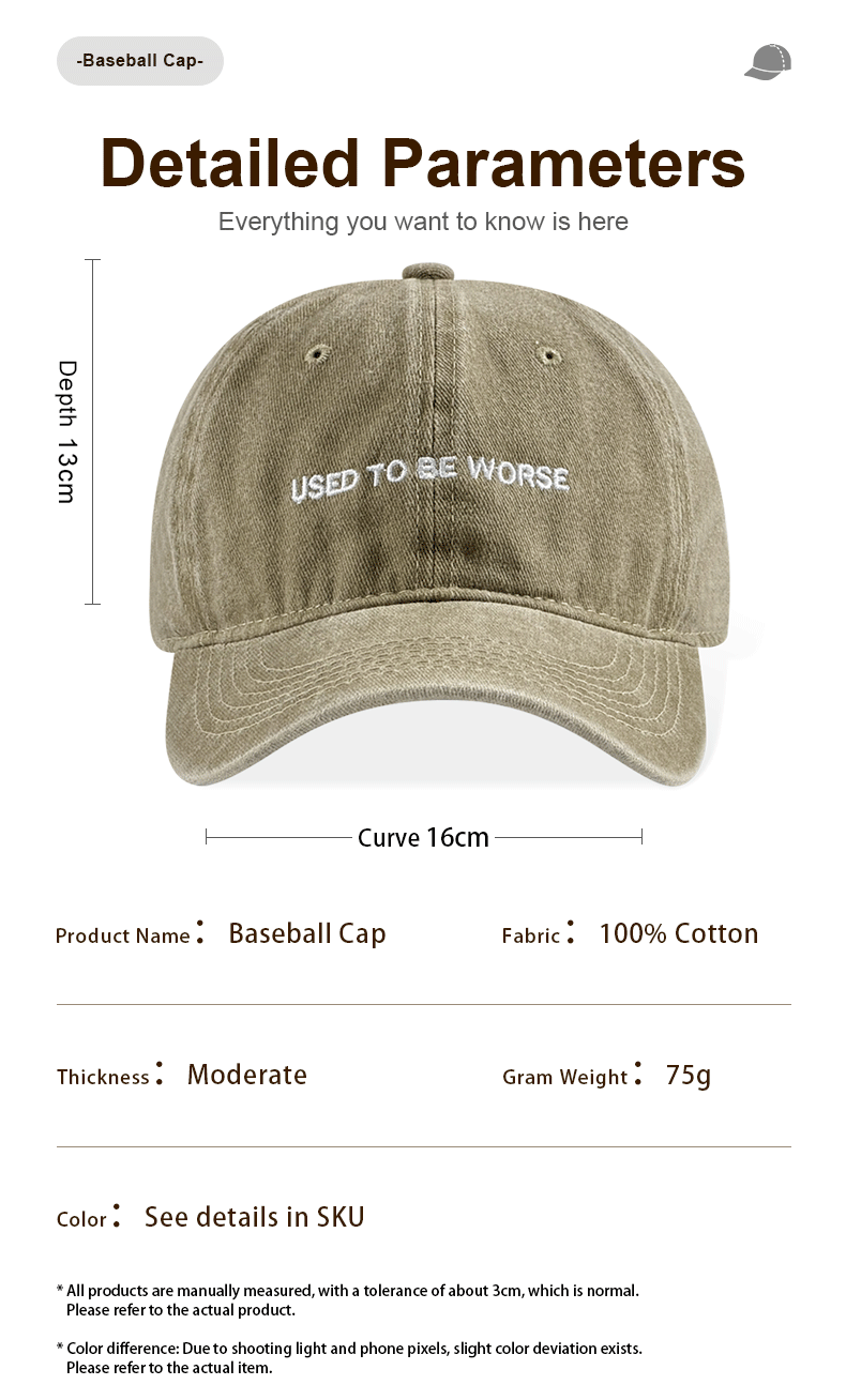 Funny Slogan Utilisé pour être pire Vintage Lavé Chapeau de papa Unisexe Casual Travel Streetwear Baseb